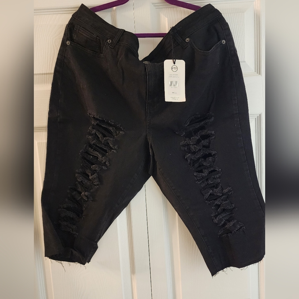 Ashley Stewart Stylish Black Distressed Women Jeans